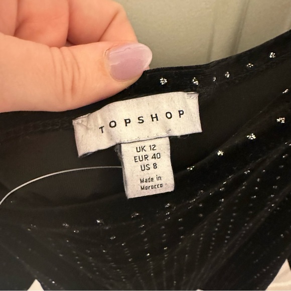 Black velvet sparkly long sleeve mini dress - Picture 3 of 6